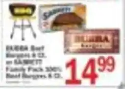 Food Bazaar FUBBA Beef Burgers 8 Oz. or BARBETT Family Pack 100% Beef Burgers 8 Oz. offer