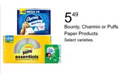 Walgreens Bounty, Charmin or Puffs Paper Products offer
