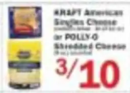 Food Bazaar Kraft American Singles Cheese or Polly-O Shredded Cheese offer