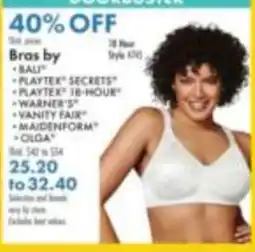 Boscov's Bras by Bali, Playtek Secrets, Playtek 18-Hour, Warner's, Vanity Fair, Maidenform, Olga offer