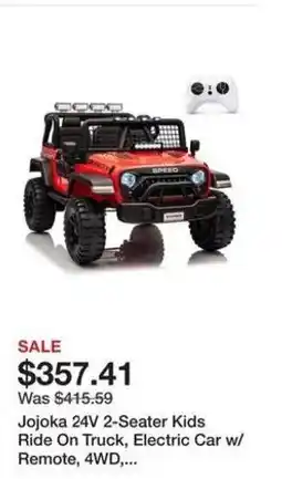 Kohl's Jojoka 24V 2-Seater Kids Ride On Truck, Electric Car w/ Remote, 4WD,... offer