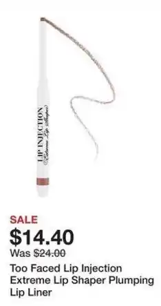 Kohl's Too Faced Lip Injection Extreme Lip Shaper Plumping Lip Liner offer