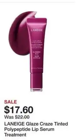 Kohl's Laneige Glaze Craze Tinted Polypeptide Lip Serum Treatment offer