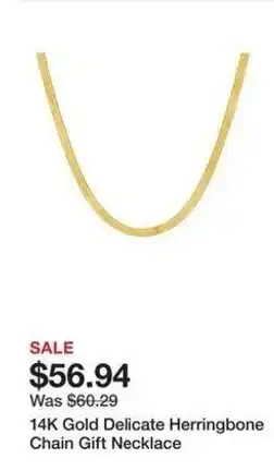 Kohl's 14K Gold Delicate Herringbone Chain Gift Necklace offer