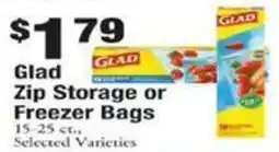 Payless Glad zip storage or freezer bags offer