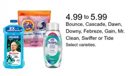 Walgreens Bounce, Cascade, Dawn, Downy, Febreze, Gain, Mr. Clean, Swiffer or Tide offer