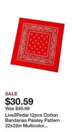 Kohl's Live2Pedal cotton bandanas paisley pattern offer