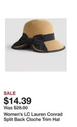 Kohl's Women's LC Lauren Conrad Split Back Cloche Trim Hat offer