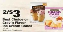 Payless Best Choice or Crav'n Flavor Ice Cream Cones offer