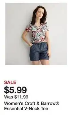 Kohl's Women's Croft & Barrow® Essential V-Neck Tee offer