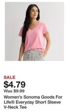 Kohl's Women's Sonoma Goods For Life® Everyday Short Sleeve V-Neck Tee offer