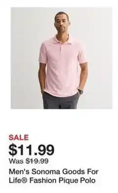 Kohl's Men's Sonoma Goods For Life® Fashion Pique Polo offer