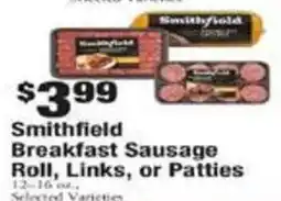 Payless Smithfield breakfast sausage roll, links, or patties offer
