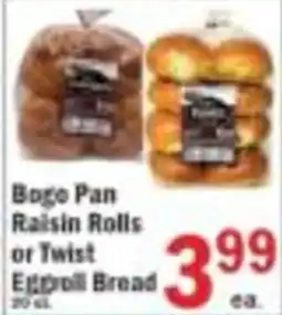 Food Bazaar Bogo Pan Raisin Rolls or Twist Eggroll Bread offer