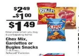Payless Chex Mix, Gardettos or Bugles Snacks offer