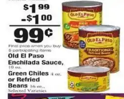 Payless Old El Paso Enchilada Sauce, Green Chiles or Refried Beans offer