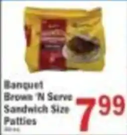Food Bazaar Banquet Brown 'N Serve Sandwich Size Patties offer
