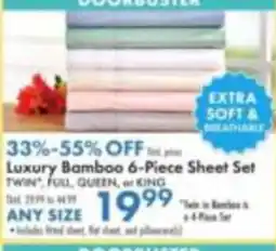 Boscov's Luxury Bamboo 6-Piece Sheet Set offer