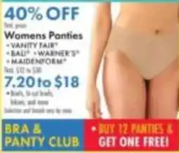 Boscov's Womens Panties Vanity Fair Balu Warner's Maidenform offer