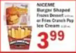 Food Bazaar Niceme burger shaped frozen dessert or fries crunch pop ice cream offer