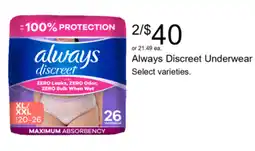 Walgreens Always Discreet Underwear offer