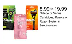 Walgreens Gillette or Venus Cartridges, Razors or Razor Systems offer