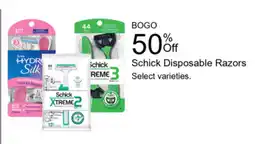 Walgreens Schick Disposable Razors offer