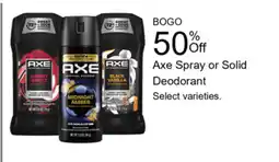 Walgreens Axe Spray or Solid Deodorant offer