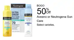 Walgreens Aveeno or Neutrogena Sun Care offer
