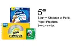 Walgreens Bounty, Charmin or Puffs Paper Products offer
