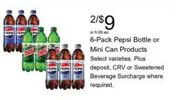 Walgreens Pepsi Bottle or Mini Can Products offer