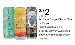 Walgreens Arizona Single-Serve Tea or Drink offer