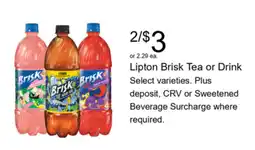Walgreens Lipton Brisk Tea or Drink offer