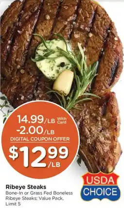 Ralphs Usda choice ribeye steaks offer