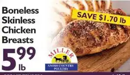 Festival Foods Miller Amish Country Poultry Boneless Skinless Chicken Breasts offer