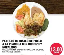 Carnicerias Jimenez Grilled Chicken Breast With Mexican Sausage, Cactus, Rice & Beans offer