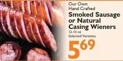 Festival Foods Our Own Hand Crafted Smoked Sausage or Natural Casing Wieners offer