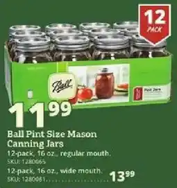 Rural King Ball Pint Size Mason Canning Jars offer