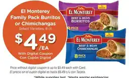 Ralphs El Monterey family pack burritos or chimichangas offer
