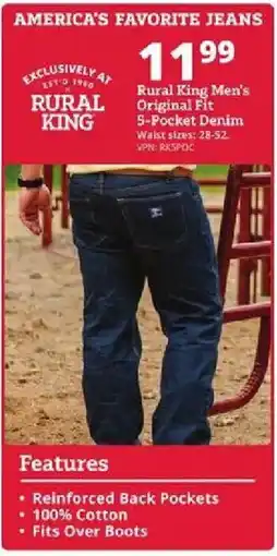 Rural King Rural King Men's Original Fit 5-Pocket Denim offer