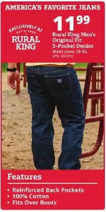 Rural King Rural King Men's Original Fit 5-Pocket Denim offer