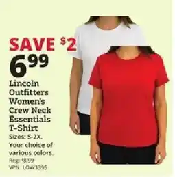Rural King Lincoln Outfitters Women's Crew Neck Essentials T-Shirt offer