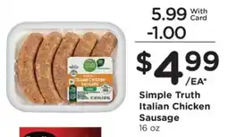Ralphs Simple Truth Italian Chicken Sausage offer