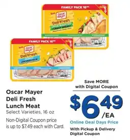 Ralphs Oscar Mayer Deli Fresh Lunch Meat offer