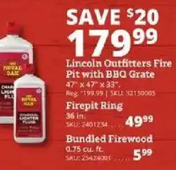 Rural King Lincoln Outfitters Fire Pit with BBQ Grate offer