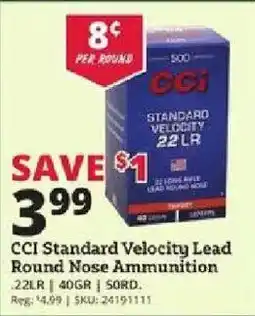 Rural King Cci standard velocity lead round nose ammunition offer