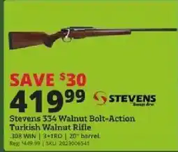 Rural King Stevens 334 Walnut Bolt-Action Turkish Walnut Rifle offer