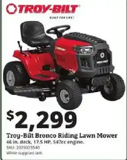 Rural King Troy-Bilt Bronco Riding Lawn Mower offer