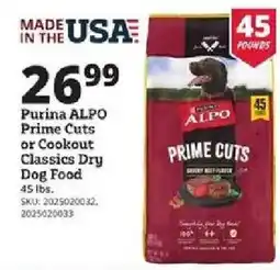 Rural King Purina ALPO Prime Cuts or Cookout Classics Dry Dog Food offer