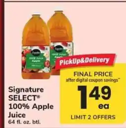Safeway Signature Select 100% Apple Juice offer